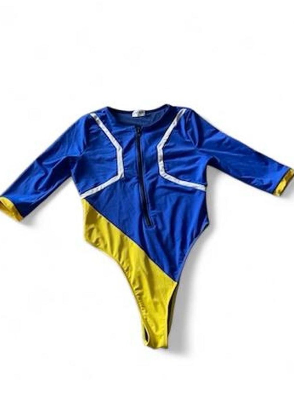 Blue and‎ Yellow Long Sleeve One-Piece Swimsuit